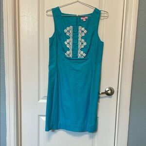 Lilly Pulitzer Teal Dress with White Floral Detail